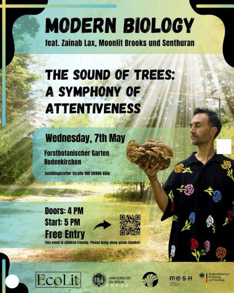 the event poster featuring one of the artists holding a mushroom in his right hand like Hamlet talking to the skull